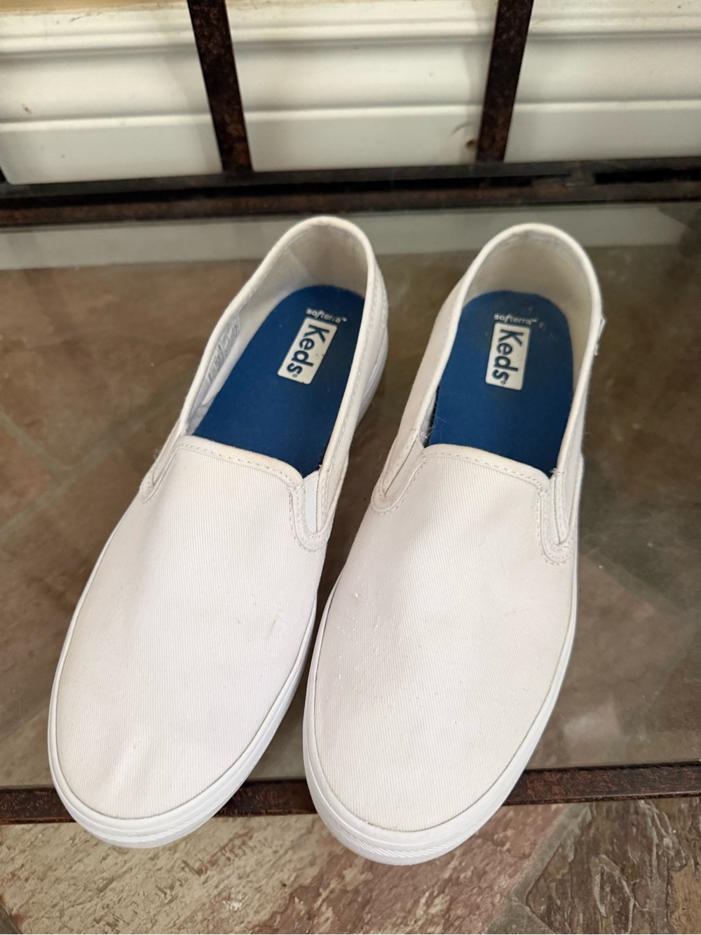 Keds White Slip-On Canvas Loafers
